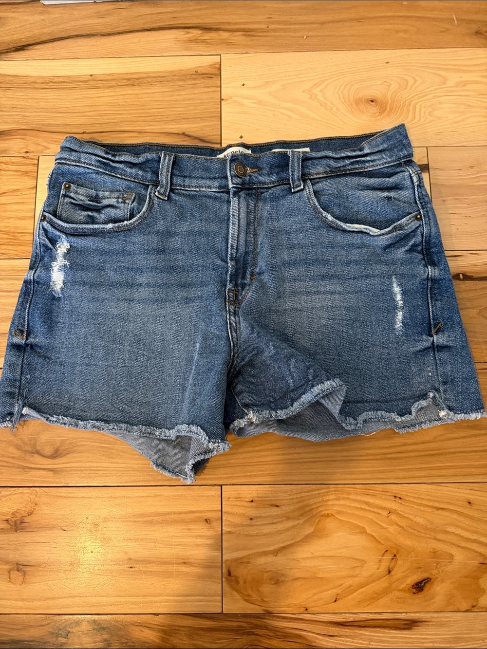 Kensie Medium Blue Distressed Denim Shorts